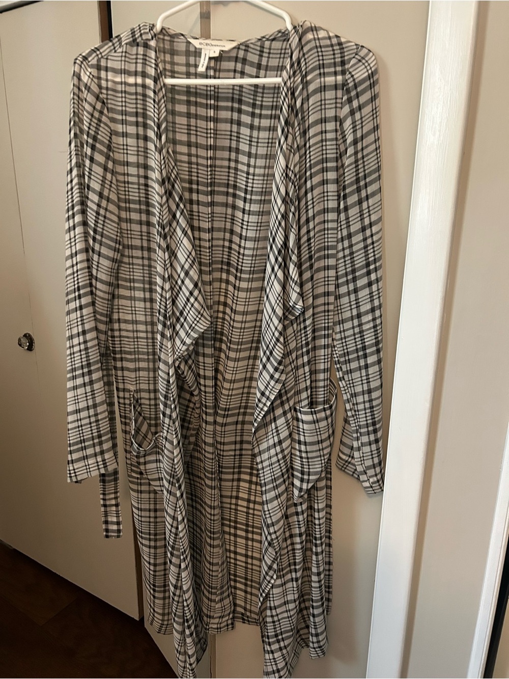 BCBGeneration Black and Gray Plaid Top